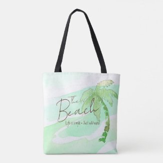 Life is Simple Beach Palm Tree Tote Bag