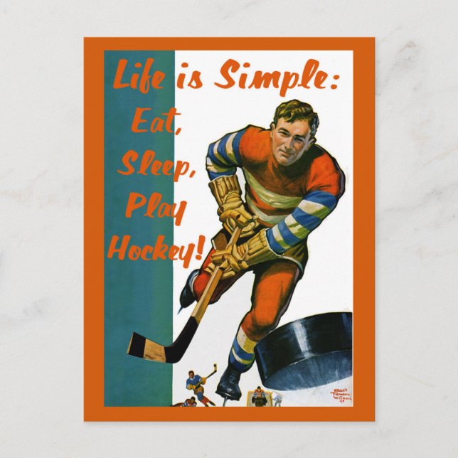 Life is Simple Eat Sleep Play Hockey Postcard (Front)
