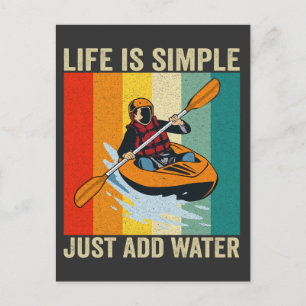 Life is Simple Just add Water Funny Canoeing Retro Postcard