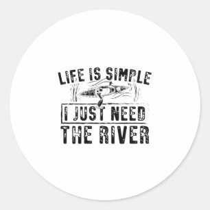 Life Is Simple   Kayak Kanu Rowing Sports Gifts Classic Round Sticker