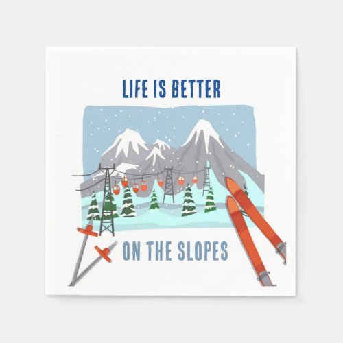 Life Is Slope On The Slopes Ski Party Napkins