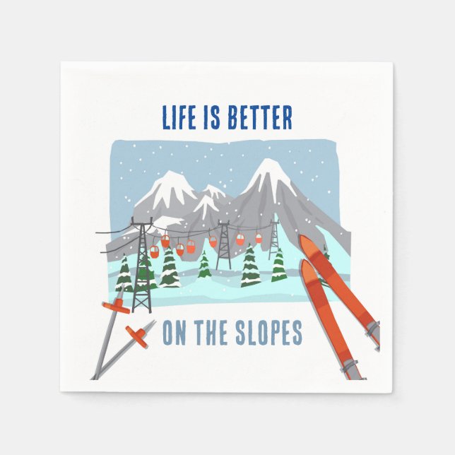Life Is Slope On The Slopes Ski Party Napkins (Front)
