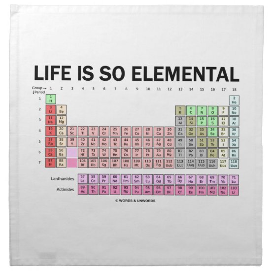 Life Is So Elemental (Periodic Table Of Elements) Napkin