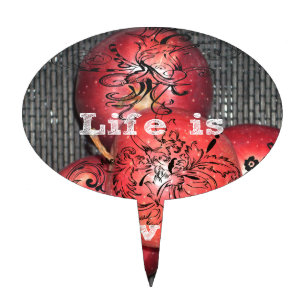 Life is Sweet: Apple and Floral Motif Design Cake Topper