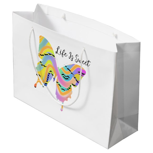Life Is Sweet Butterfly Large Gift Bag (Back Angled)