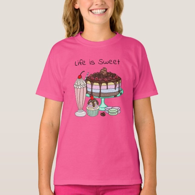 Life is Sweet | Cute Dessert Graphics  T-Shirt (Front)