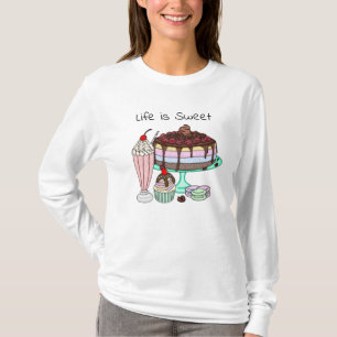 Life is Sweet Cute Dessert Graphics T-Shirt