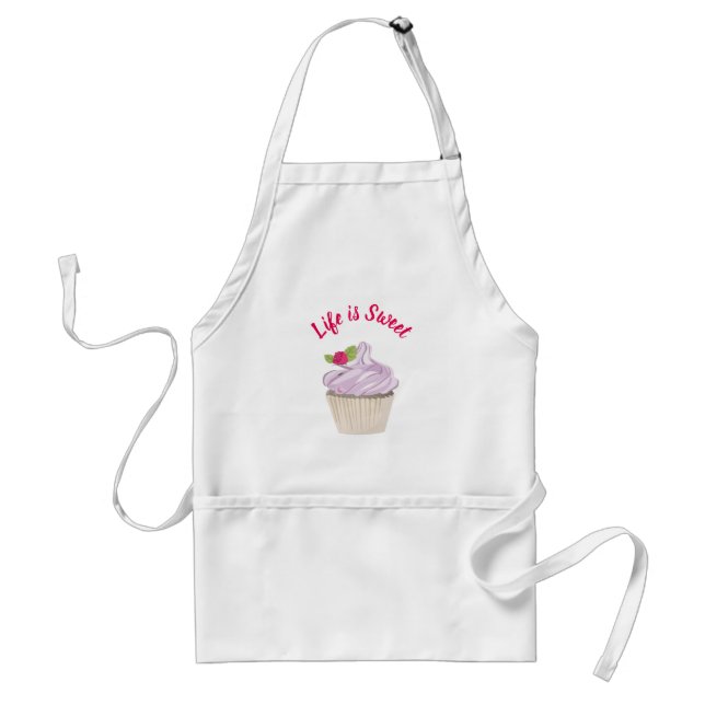 Life is Sweet Pink Cupcake Adult Apron (Front)