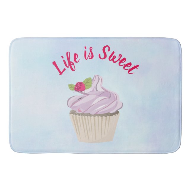 Life is Sweet Pink Cupcake Bath Mat (Front)