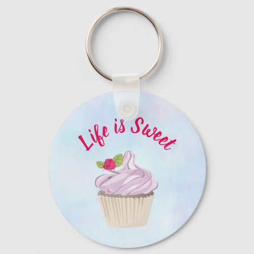 Life is Sweet Pink Cupcake Keychain