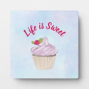 Life is Sweet Pink Cupcake Plaque