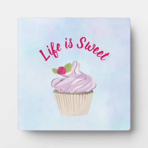 Life is Sweet Pink Cupcake Plaque