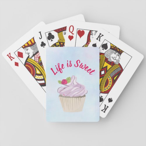 Life is Sweet Pink Cupcake Poker Cards