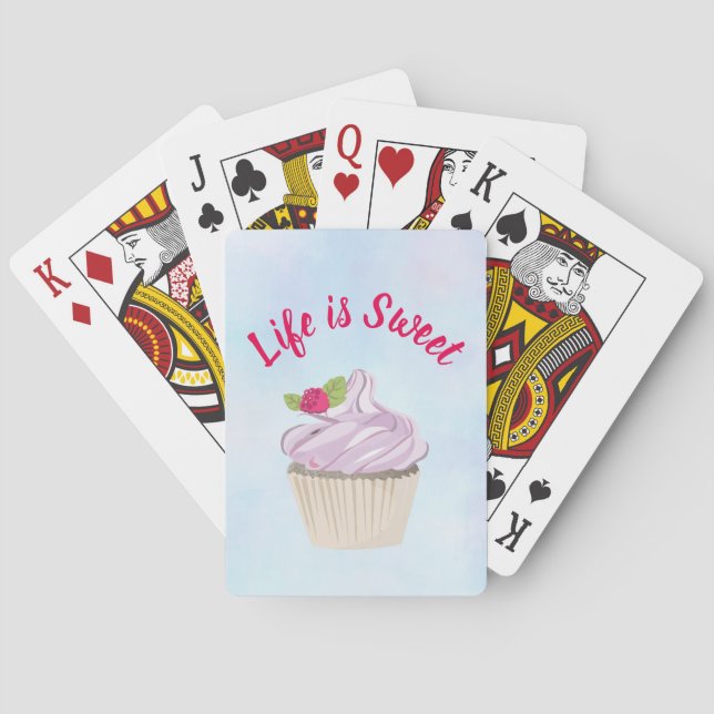 Life is Sweet Pink Cupcake Poker Cards (Back)