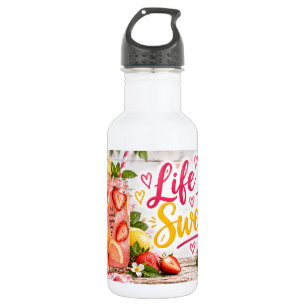 Life Is Sweet Strawberry Lemonade Stainless Steel Water Bottle