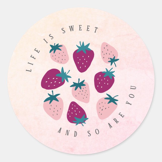 Life Is Sweet Strawberry Product Packaging Classic Round Sticker (Front)