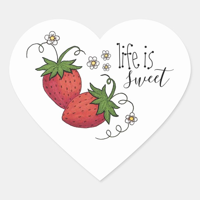 Life is Sweet Strawberry stickers (sheet of 20) (Front)
