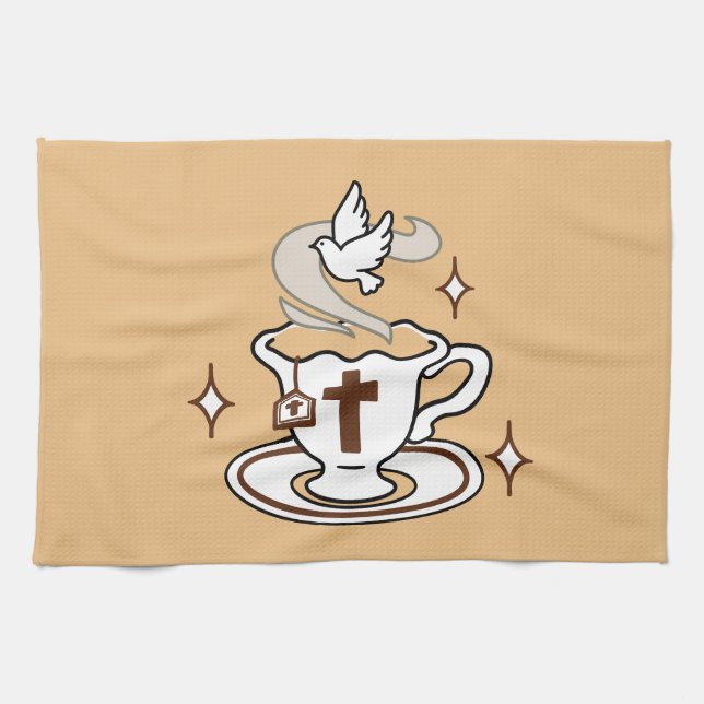 Life Is Sweet with Jesus – Christian Faith Tea Cup Kitchen Towel (Horizontal)