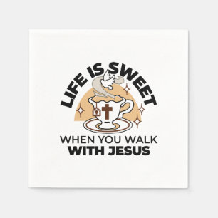 Life Is Sweet with Jesus – Christian Faith Tea Cup Napkins