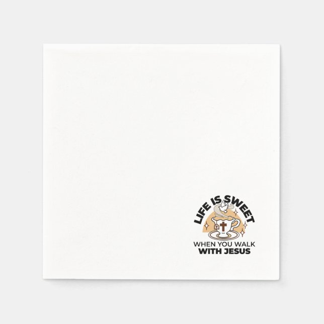 Life Is Sweet with Jesus – Christian Faith Tea Cup Napkins (Front)