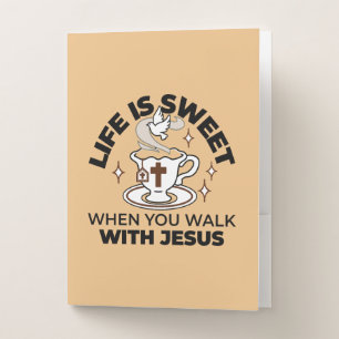 Life Is Sweet with Jesus – Christian Faith Tea Cup Pocket Folder