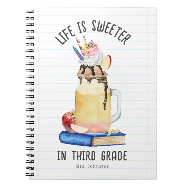 Life is Sweeter In 3rd Grade Teacher Notebook (Front)