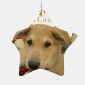 "Life is the Toughest School" Dog Art Print Ceramic Ornament