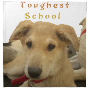 "Life is the Toughest School" Dog Art Print Cloth Napkin