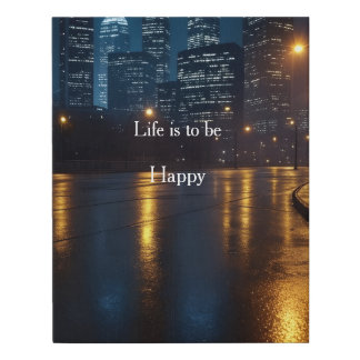 Life is to be happy Night-time Faux Canvas Print