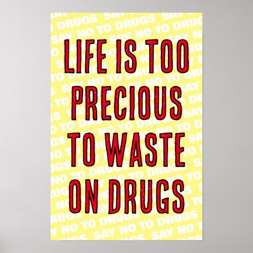 Life Is Too Precious to Waste on Drugs 12x18 Poster