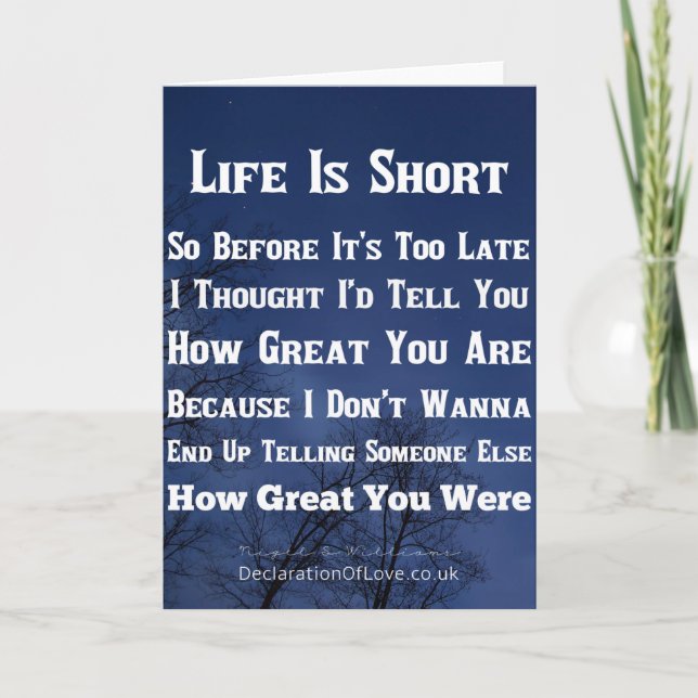 Life Is Too Short Card (Front)