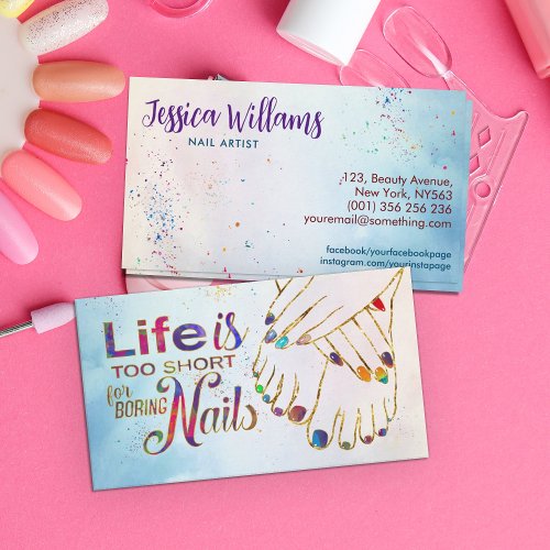 Life is too short _ Nail Artist Business Card