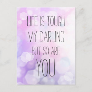 Life is tough - Purple Bokeh Inspirational Quote Postcard