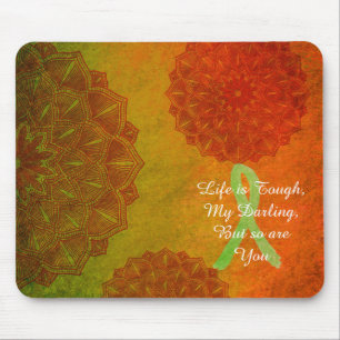 Life is Tough Quote, Lyme Disease Awareness Ribbon Mouse Pad