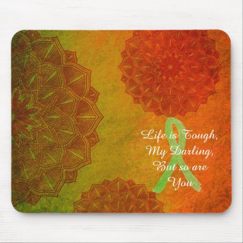 Life is Tough Quote Lyme Disease Awareness Ribbon Mouse Pad