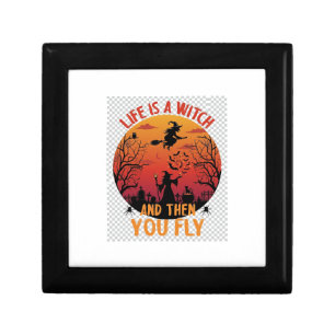 Life Is Witch Then You Fly Halloween Graveyard Bat Gift Box