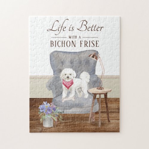 Life Is With A Bichon Frise Jigsaw Puzzle
