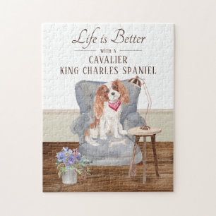 Life Is With A Cavalier King Charles Spaniel Jigsaw Puzzle