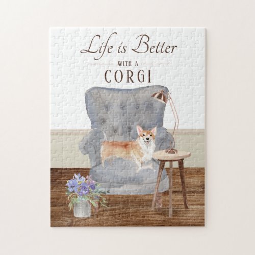 Life Is With A Corgi Jigsaw Puzzle
