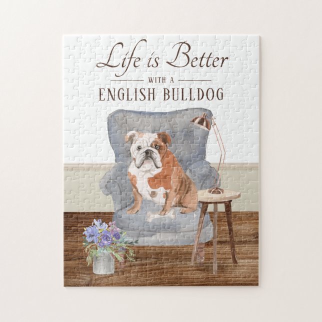 Life Is With A English Bulldog Jigsaw Puzzle (Vertical)