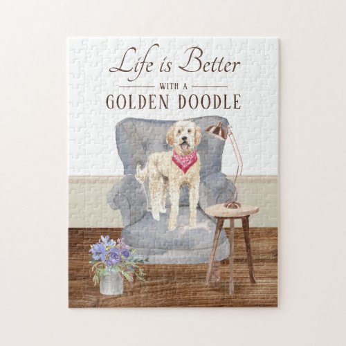 Life Is With A Golden Doodle Jigsaw Puzzle