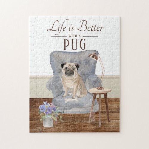 Life Is With A Pug Jigsaw Puzzle