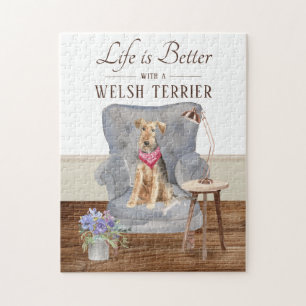 Life Is With A WELSH TERRIER Terrier Jigsaw Puzzle