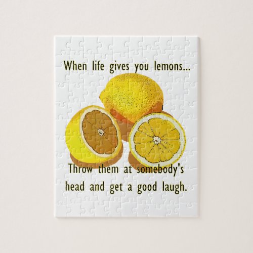 Life Lemons Dark Humor Funny Yellow Fruit Jigsaw Puzzle