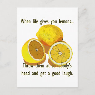 Life Lemons Dark Humor Funny Yellow Fruit Postcard