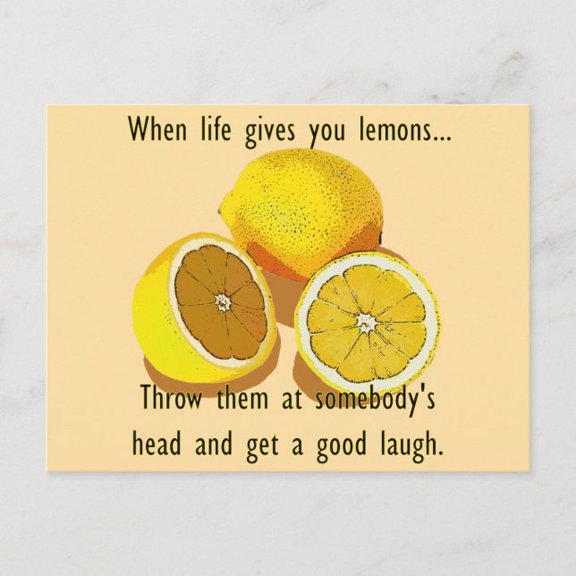 Life Lemons Dark Humor Funny Yellow Fruit Postcard (Front)