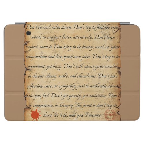 Life Lessons And Wisdom Vintage Secret Calligraphy iPad Air Cover