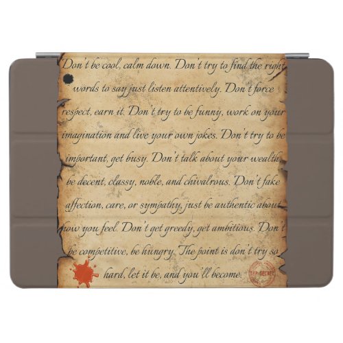 Life Lessons And Wisdom Vintage Secret Calligraphy iPad Air Cover