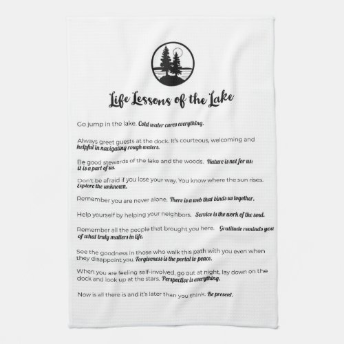 Life Lessons of the Lake kitchen towel