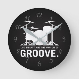 Life, Liberty, and the pursuit of Groove Drum Set Round Clock